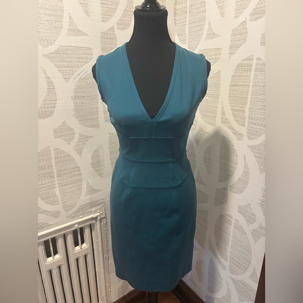 Burberry London teal bodycon shift dress size 4
